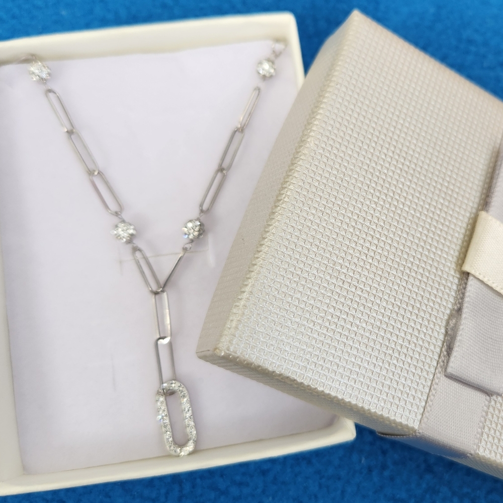 18k real solid white gold necklace